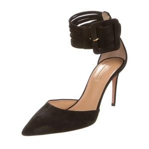 Aquazzura Black Suede D’Orsay Pumps Sz 39.5